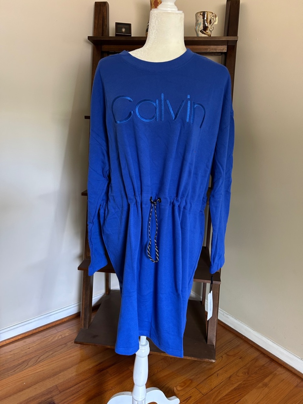 Calvin Klein Performance Royal Blue Drawstring Sweatshirt Dress